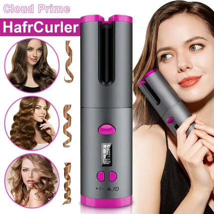 Cordless Rechargeable Curling Iron with Digital Display
