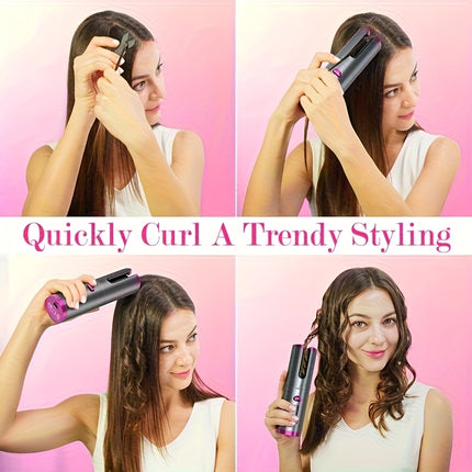 Cordless Rechargeable Curling Iron with Digital Display
